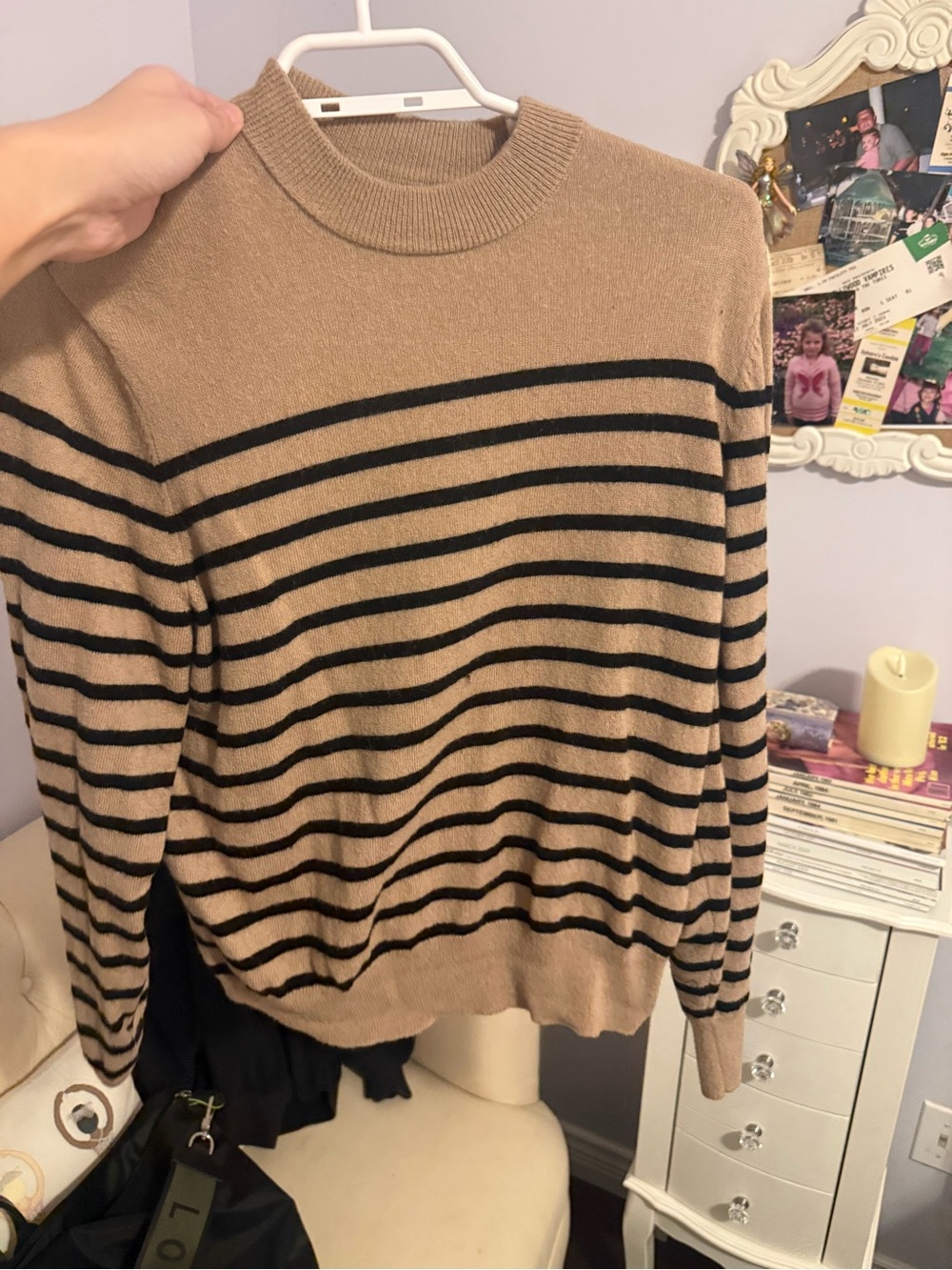 Monoprix France Classic Tan & Black Striped Women’s Sweater